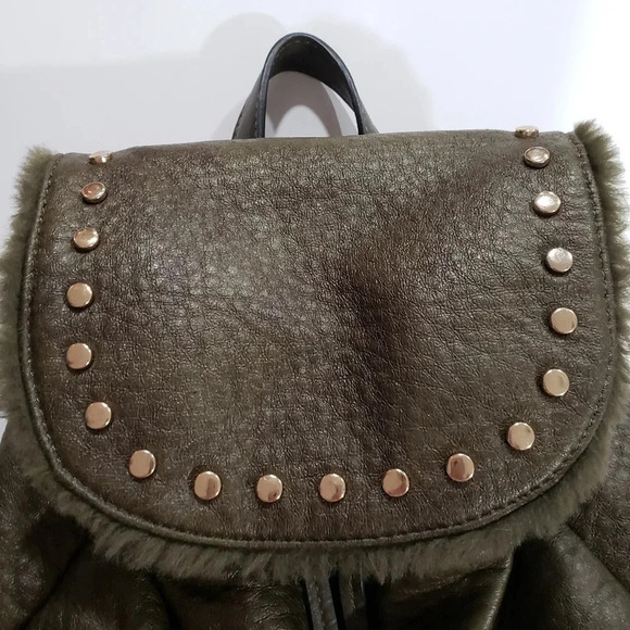 (4)Urban Expressions Green  Vegan Leather Backpack - Picture 2 of 7
